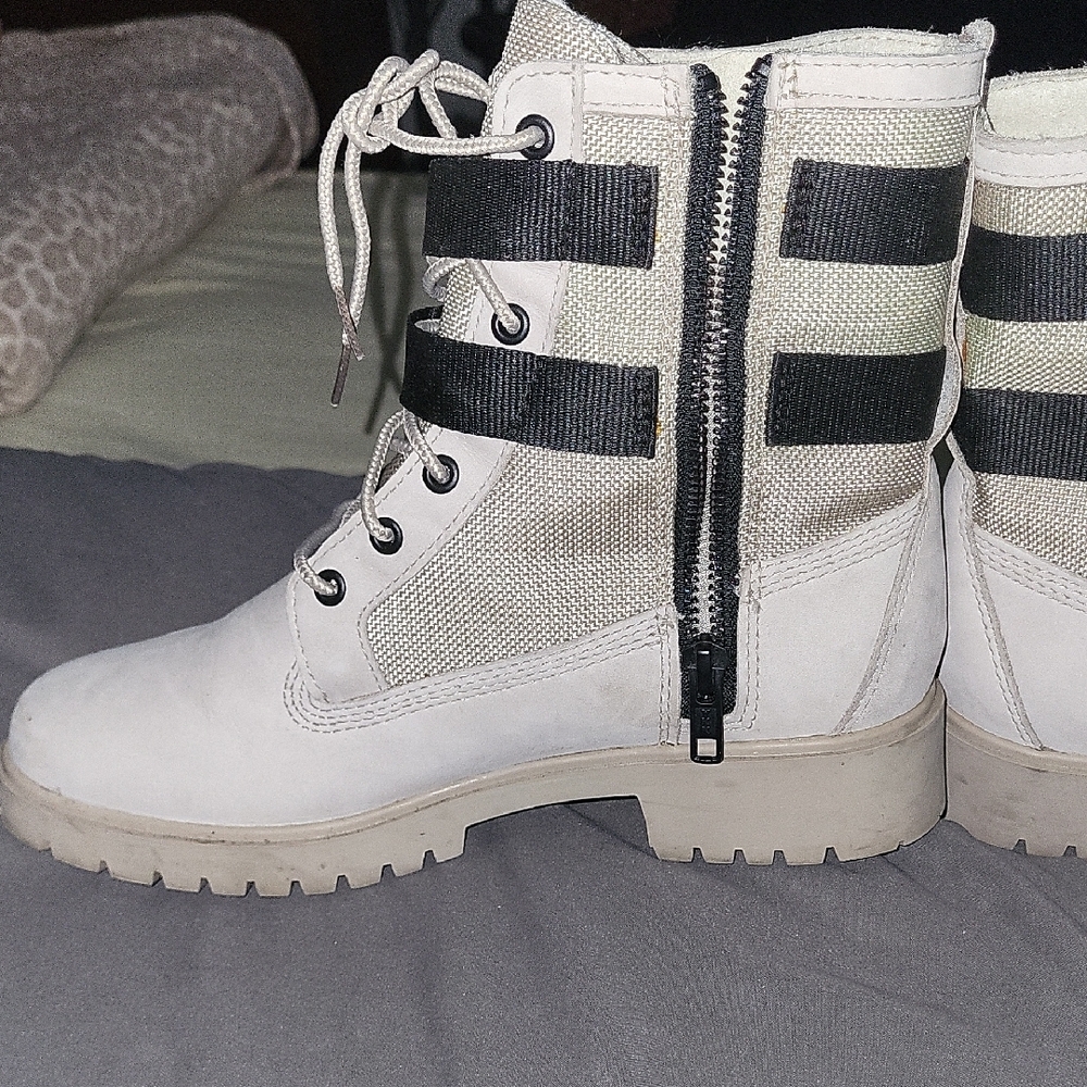 Timberland Women's White and Black Combat Boots - Picture 8 of 12